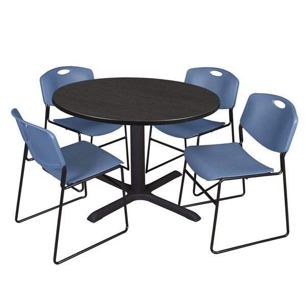 Regency Cain Round Table & Chair Sets, 48 W, 48 L, 29 H, Wood, Metal, Polypropylene Top, Ash Grey - TB48RNDAG44BE