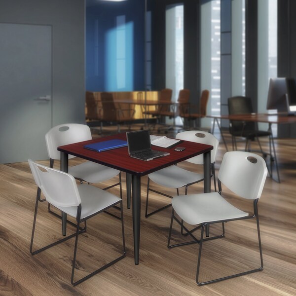 Regency Kahlo Square Table & Chair Sets, 48 W, 48 L, 29 H, Wood, Metal, Polypropylene Top, Mahogany - TPL4848MHBK44GY