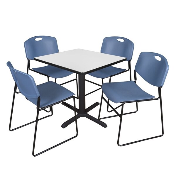 Regency Cain Square Table & Chair Sets, 30 W, 30 L, 29 H, Wood, Metal, Polypropylene Top, White - TB3030WH44BE