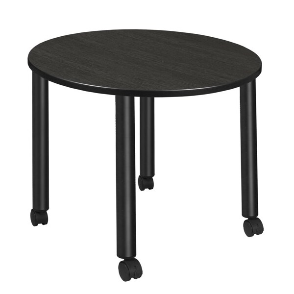 Regency Kee Mobile Tables, 36 W, 36 L, 29 H, Wood, Metal Top, Ash Grey - TBMC36RNDAGBK