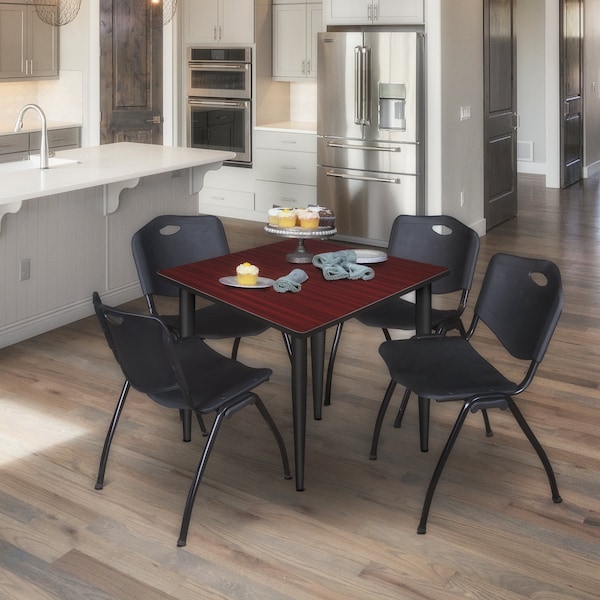Regency Kahlo Square Table & Chair Sets, 48 W, 48 L, 29 H, Wood, Metal, Plastic Top, Mahogany - TPL4848MHBK47BK