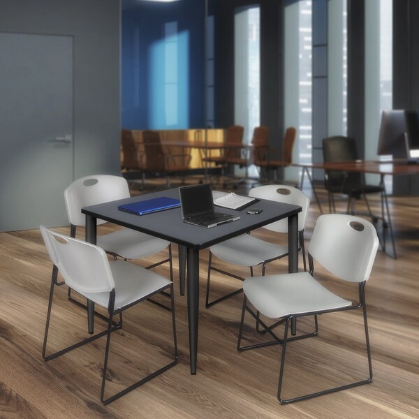 Regency Kahlo Square Table & Chair Sets, 48 W, 48 L, 29 H, Wood, Metal, Polypropylene Top, Grey - TPL4848GYBK44GY