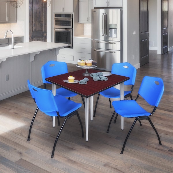 Regency Kahlo Square Table & Chair Sets, 48 W, 48 L, 29 H, Wood, Metal, Plastic Top, Mahogany - TPL4848MHCM47BE