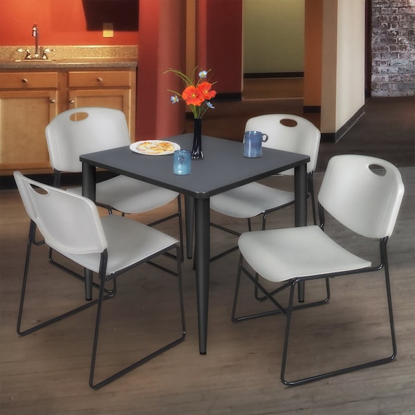 Regency Kahlo Square Table & Chair Sets, 36 W, 36 L, 29 H, Wood, Metal, Polypropylene Top, Grey - TPL3636GYBK44GY