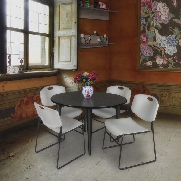 Regency Kahlo Round Table & Chair Sets, 48 W, 48 L, 29 H, Wood, Metal, Polypropylene Top, Ash Grey - TPL48RNDAGBK44GY