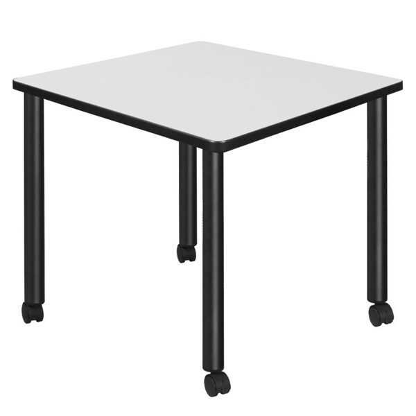 Regency Kee Mobile Tables, 30 W, 30 L, 29 H, Wood, Metal Top, White - TBMC3030WHBK