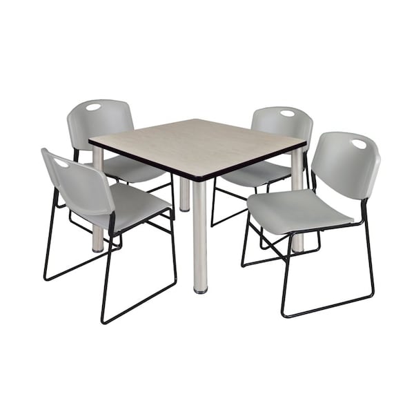 Kee/Zeng Square Tables > Breakroom Tables > Kee Square Table & Chair Sets, Wood|Metal|Polypropylene Top - TB3636PLBPCM44GY