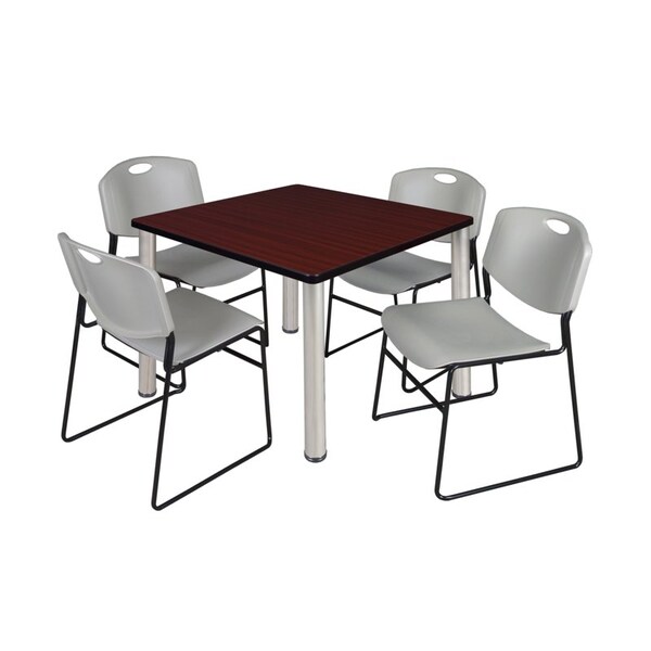 Kee/Zeng Square Tables > Breakroom Tables > Kee Square Table & Chair Sets, Wood|Metal|Polypropylene Top - TB4242MHBPCM44GY