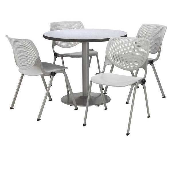 Kfi Round Pedastal Table, 36 W, 36 L, 29 H, Laminate Top, Grey - T36RD-B1922SL-GN-2300-P13