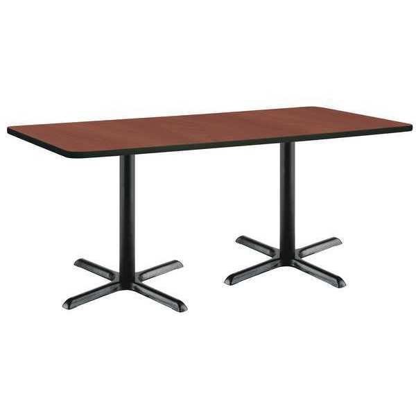 Kfi Rectangle KFI 36" x 72" Pedestal Table with Mahogany Top, Black X-Base, 72 W, 36 L, 29 H, Mahogany - T3672-B2025-BK-MH