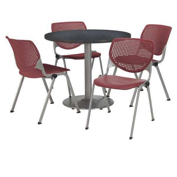 Kfi Round Pedastal Table, 36 W, 36 L, 29 H, Laminate Top, Grey - T36RD-B1922SL-GPN-2300-P07
