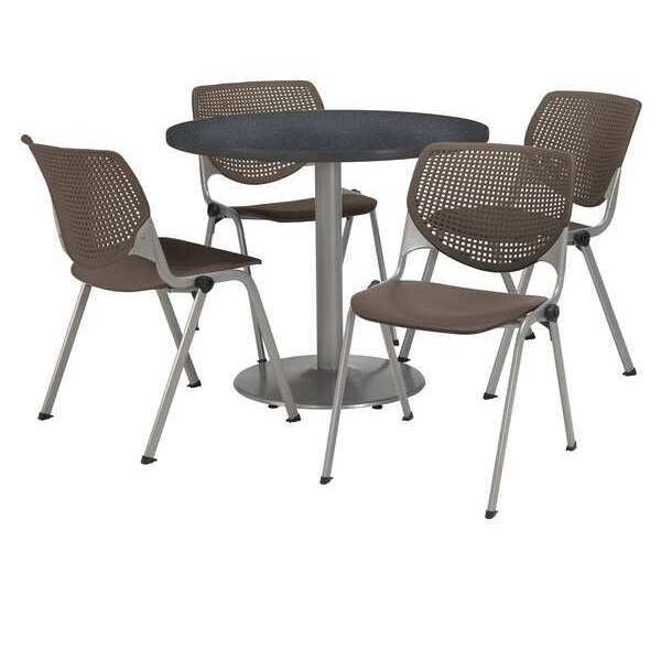 Kfi Round Pedastal Table, 36 W, 36 L, 29 H, Laminate Top, Grey - T36RD-B1922SL-GPN-2300-P18