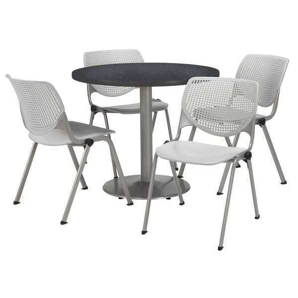 Kfi Round Pedastal Table, 36 W, 36 L, 29 H, Laminate Top, Grey - T36RD-B1922SL-GPN-2300-P13
