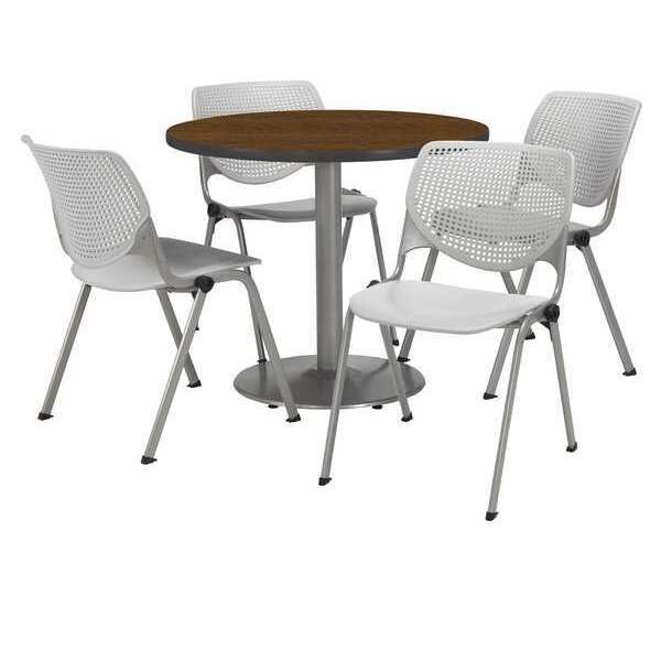 Kfi Round 36 W, 36 L, 29 H, Laminate Top, Walnut - T36RD-B1922SL-WL-2300-P13