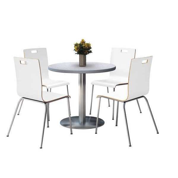 Kfi Round 42 W, 42 L, 29 H, Wood Top, Grey - T42RD-B1922SL-GN-9222CH-WH