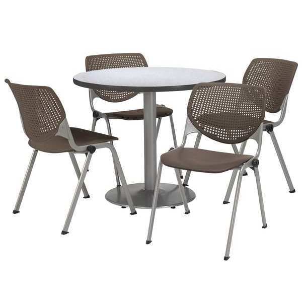 Kfi Round Pedastal Table, 36 W, 36 L, 29 H, Laminate Top, Grey - T36RD-B1922SL-GN-2300-P18