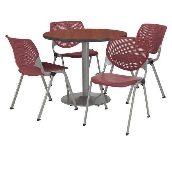 Kfi Round 36 W, 36 L, 29 H, Laminate Top, Mahogany - T36RD-B1922SL-MH-2300-P07