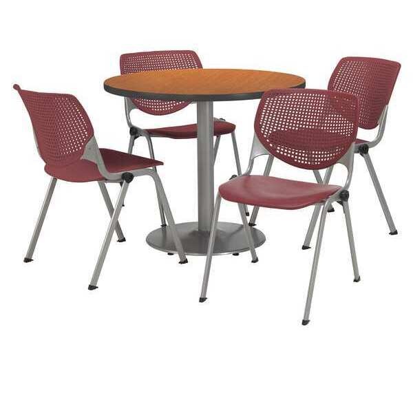 Kfi Round 36 W, 36 L, 29 H, Laminate Top, Medium Oak - T36RD-B1922SL-MO-2300-P07