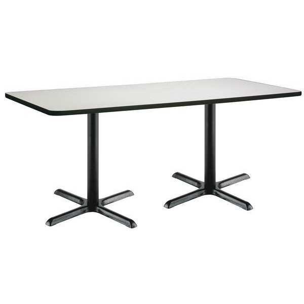 Kfi Rectangle KFI 36" x 72" Pedestal Table with Crisp Linen Top, Black X-Base, 72 W, 36 L, 29 H - T3672-B2025-BK-CL
