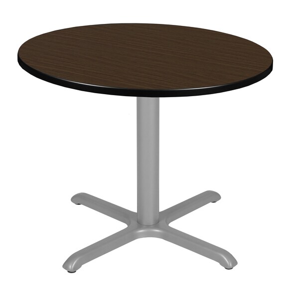 Regency Round Cain Medium X-Base Breakroom Table, 42 in W, 42 in L, Neo Walnut - TB42RNDNWGY