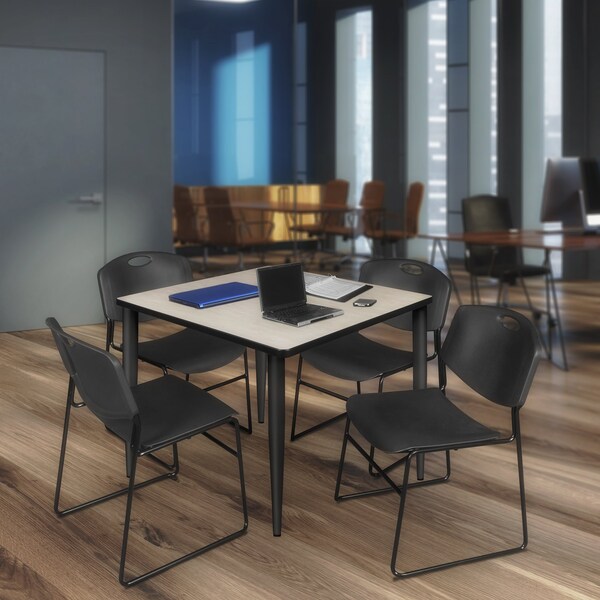 Regency Kahlo Square Table & Chair Sets, 48 W, 48 L, 29 H, Wood, Metal, Polypropylene Top, Maple - TPL4848PLBK44BK