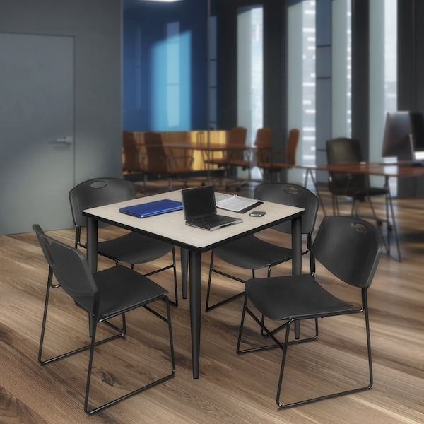 Regency Kahlo Square Table & Chair Sets, 48 W, 48 L, 29 H, Wood, Metal, Polypropylene Top, Maple - TPL4848PLBK44BK