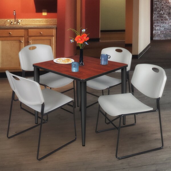 Regency Kahlo Square Table & Chair Sets, 36 W, 36 L, 29 H, Wood, Metal, Polypropylene Top, Cherry - TPL3636CHBK44GY