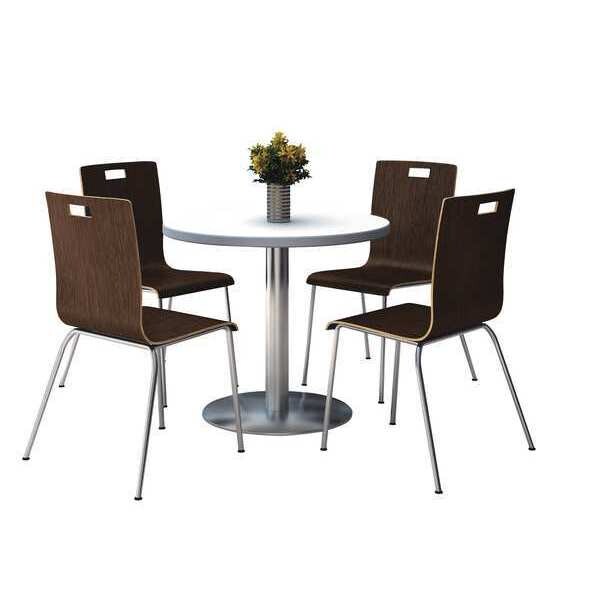 Kfi Round Breakroom Table And Chair Set, 34"(Chair) H, Wood Top, Crisp Linen - T42RD-B1922SL-CRISP LINEN-9222CH-ES
