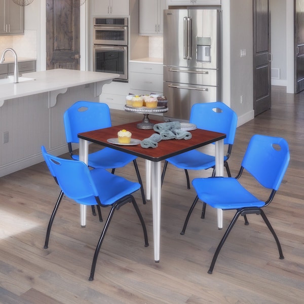 Regency Kahlo Square Table & Chair Sets, 30 W, 30 L, 29 H, Wood, Metal, Plastic Top, Cherry - TPL3030CHCM47BE