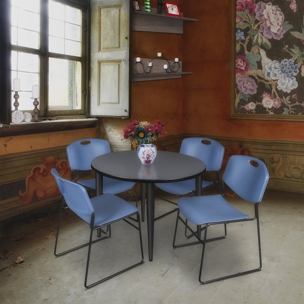 Regency Kahlo Round Table & Chair Sets, 42 W, 42 L, 29 H, Wood, Metal, Polypropylene Top, Grey - TPL42RNDGYBK44BE