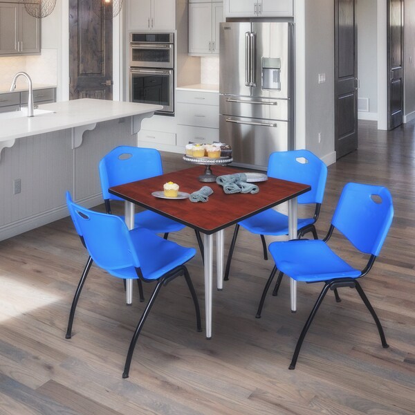 Regency Kahlo Square Table & Chair Sets, 42 W, 42 L, 29 H, Wood, Metal, Plastic Top, Cherry - TPL4242CHCM47BE