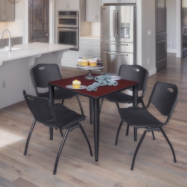 Regency Kahlo Square Table & Chair Sets, 30 W, 30 L, 29 H, Wood, Metal, Plastic Top, Mahogany - TPL3030MHBK47BK
