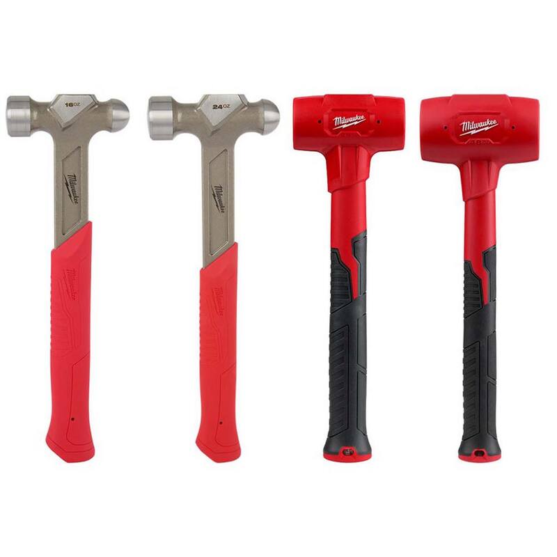 Milwaukee Dead Blow and Ball Peen Hammer Set (4-Piece) - 48-22-9130-9131-9150-9151