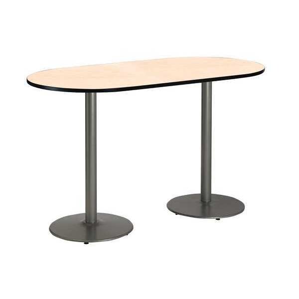 Kfi Racetrack Bistro Table, 72" W, 42" (Bar Height) H, Laminate Top, Natural - T3072R-B1917-SL-NA-38