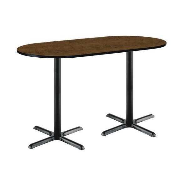 Kfi Racetrack Bistro Table, 72" W, 42" (Bar Height) H, Laminate Top, Walnut - T3072R-B2015-BK-WL-38