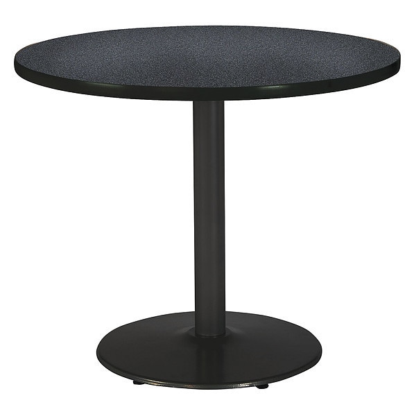 Kfi Round Ped Table, Graph Nebula/Black, 42"Dx29"H, 29" (Cafe Height) H, HPL Top, Graphite Nebula - T42RD-B1922-BK-GRN