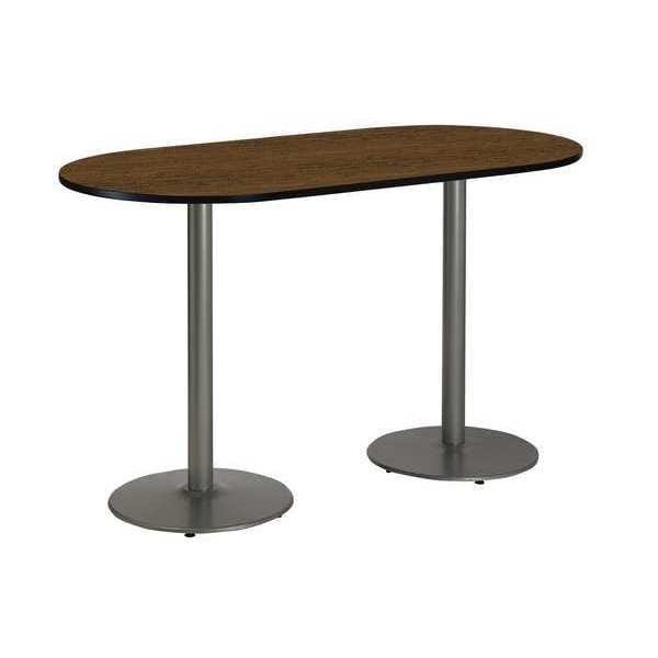 Kfi Racetrack Bistro Table, 72" W, 42" (Bar Height) H, Laminate Top, Walnut - T3072R-B1917-SL-WL-38