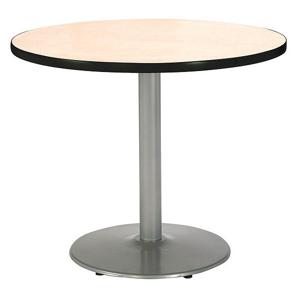 Kfi Round Ped Table, Natural/Silver, 42"Dx29"H, 42" Dia. (Table Top), 22" Dia. (Base), 3" Dia. (Column) W - T42RD-B1922SL-NA