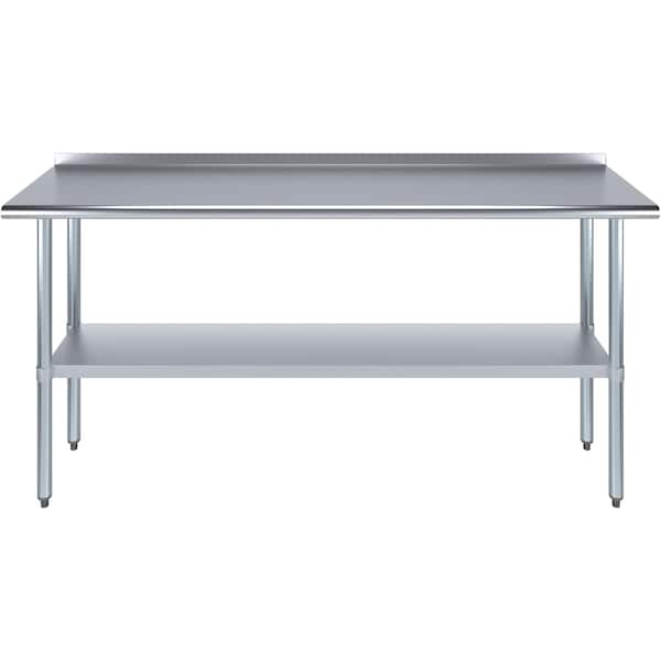 Amgood 18 in. x 72 in. Stainless Steel Work Table with 1.5 in. Backsplash - WT-1872-BS-Z