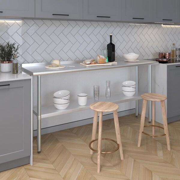 Amgood 18 in. x 72 in. Stainless Steel Work Table with 1.5 in. Backsplash - WT-1872-BS-Z