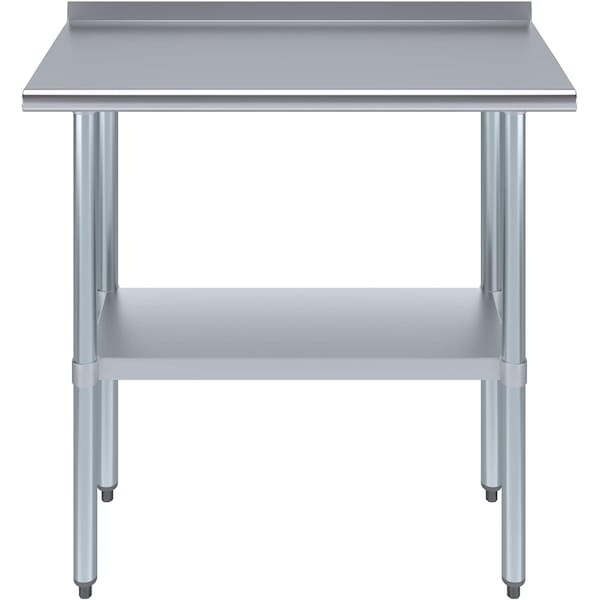 Amgood 18 in. x 36 in. Stainless Steel Work Table with 1.5 in. Backsplash - WT-1836-BS-Z