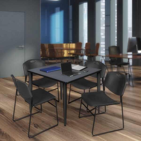 Regency Kahlo Square Table & Chair Sets, 48 W, 48 L, 29 H, Wood, Metal, Polypropylene Top, Grey - TPL4848GYBK44BK