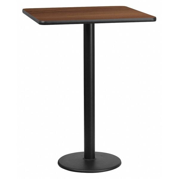 Flash Furniture Square Walnut Table Top, Square w/Round Base, 30", 30" W, 30" L, 43.125" H, Laminate Top, Wood Grain - XU-WALTB-3030-TR18B-GG