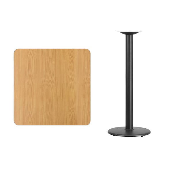 Flash Furniture Square Natural Laminate Table, 30" W, 30" L, 43.125" H, Laminate Top, Wood Grain - XU-NATTB-3030-TR18B-GG