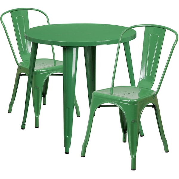 Flash Furniture Green Metal Set, 30RD - CH-51090TH-2-18CAFE-GN-GG