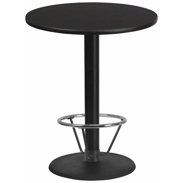 Flash Furniture Round Table-RD Base, Laminate Blk, 36", Round, 36" W, 36" L, 43.125" H, Laminate Top, Wood Grain - XU-RD-36-BLKTB-TR24B-4CFR-GG