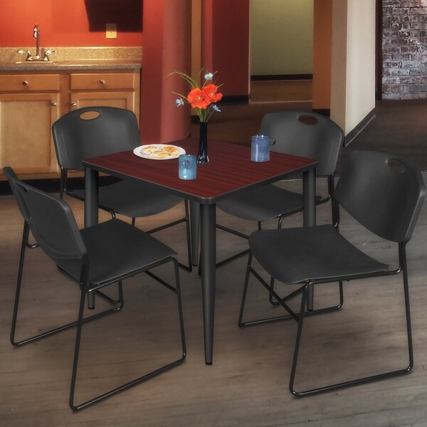 Regency Kahlo Square Table & Chair Sets, 36 W, 36 L, 29 H, Wood, Metal, Polypropylene Top, Mahogany - TPL3636MHBK44BK