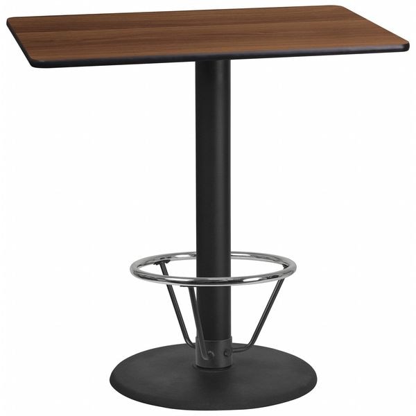 Flash Furniture Rectangle Laminate Table, 24" W, 42" L, 43.125" H, Laminate Top, Wood Grain - XU-WALTB-2442-TR24B-4CFR-GG