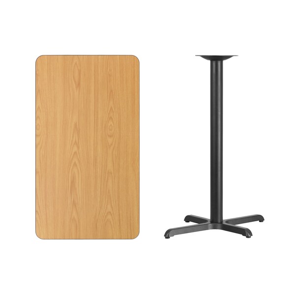 Flash Furniture Rectangle Natural Laminate Table, 24" W, 42" L, 43.125" H, Laminate Top, Wood Grain - XU-NATTB-2442-T2230B-GG