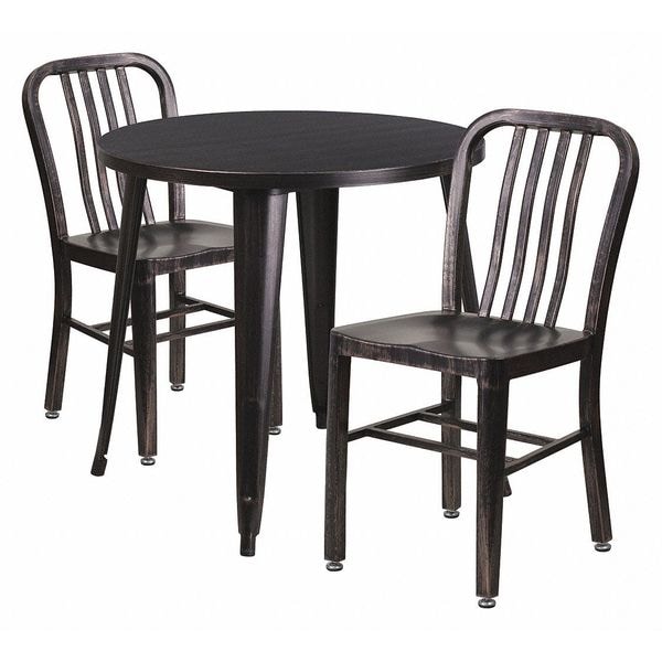 Flash Furniture Round 30" W, 30" L, 29.5" H, Metal Top, Gold - CH-51090TH-2-18VRT-BQ-GG